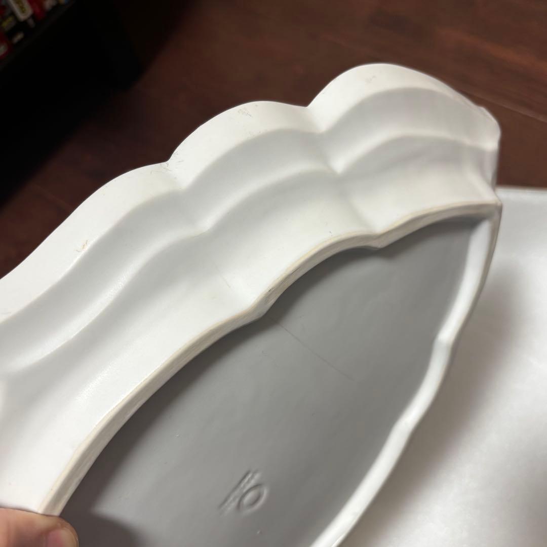 難あり　臼杵焼　オバール皿　L Usukiyaki 臼杵焼き　大皿　金継ぎ用