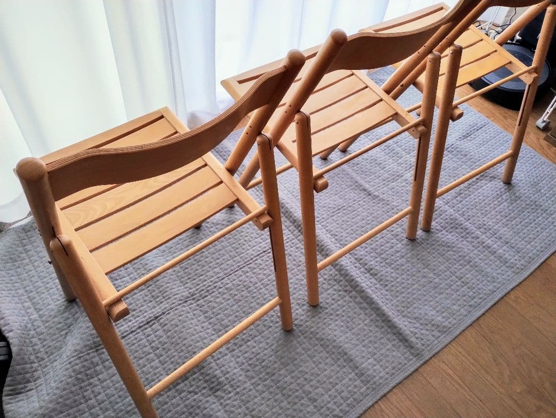 無印良品　折りたたみ木製椅子3脚　ウッドチェア
