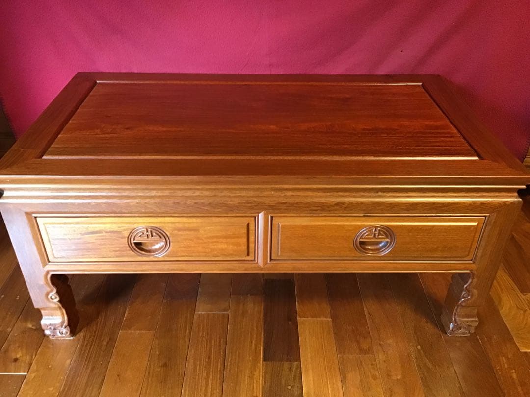 紫檀 ローテーブル 引き出し付 注文品 机 ローズウッド