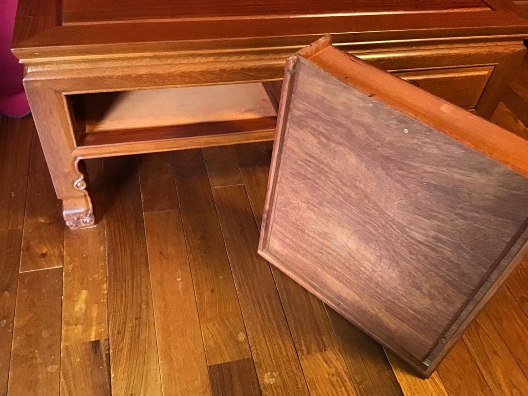 紫檀 ローテーブル 引き出し付 注文品 机 ローズウッド