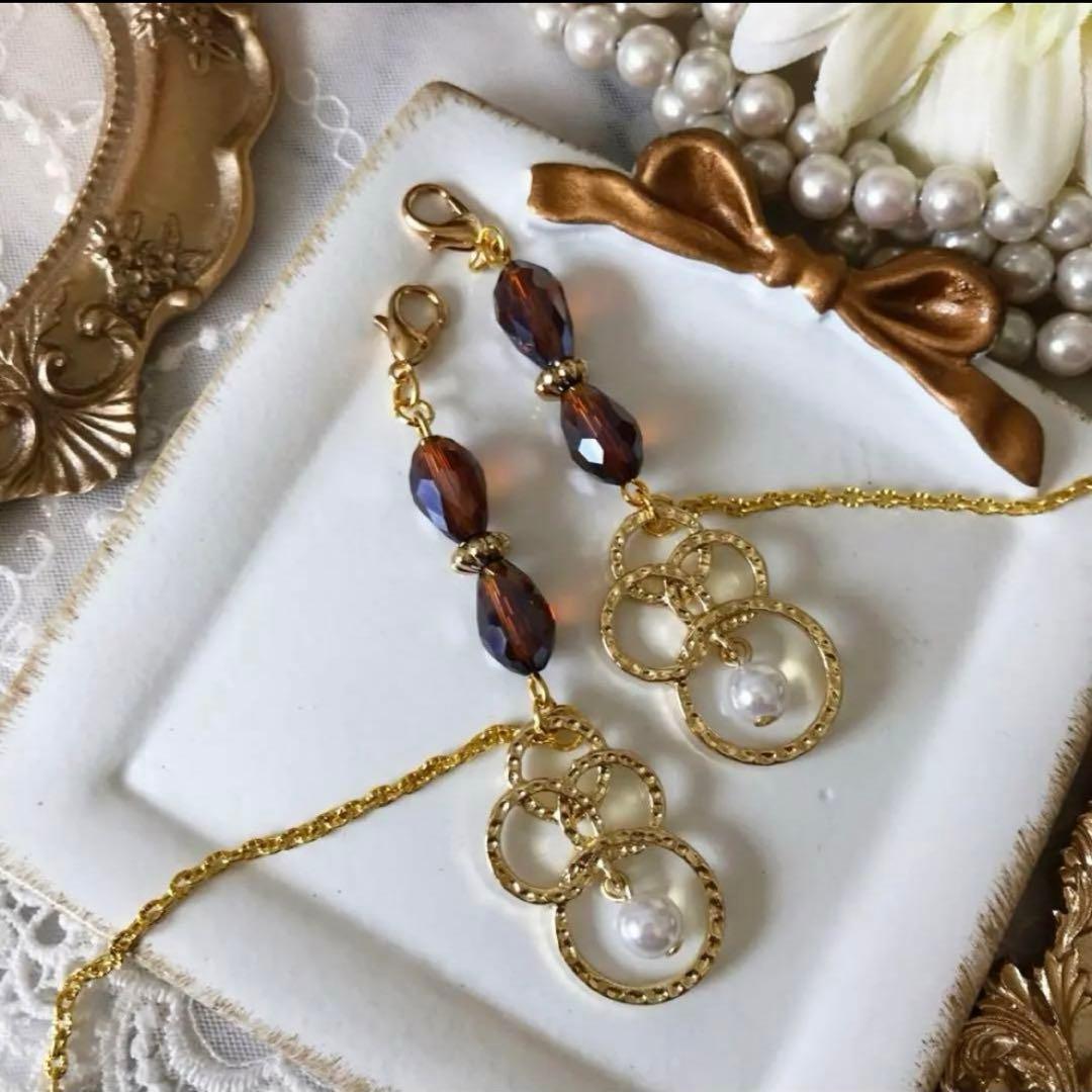 ♪❤️  パール サークル 雫マスクチェーン メガネチェーン ハンドメイド