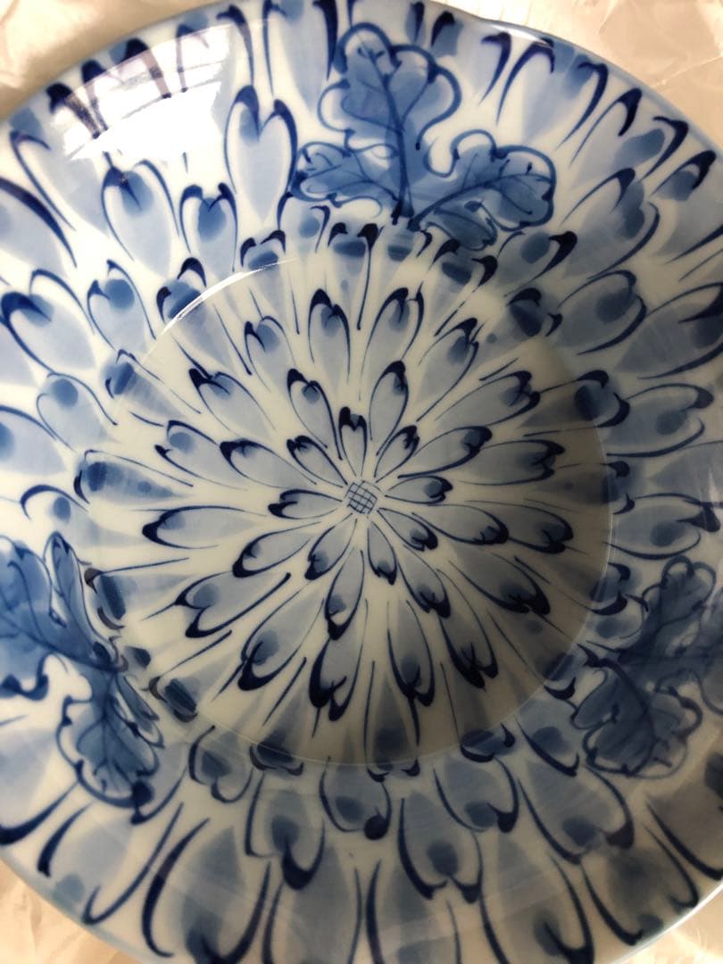 有田名窯 文山窯 染付 菊割紋 向附と千代口 ５セット 共箱入