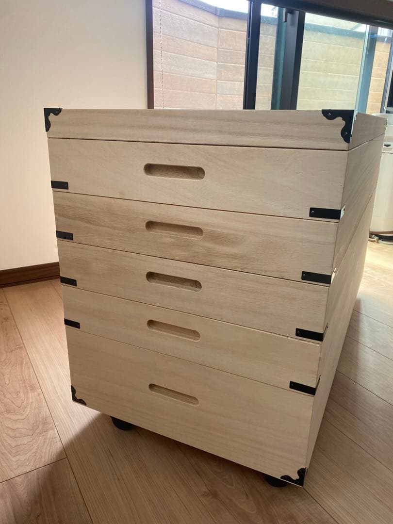 桐 衣装ケース 幅95cm 5段 日本製 隅金具 キャスター付　着物　収納