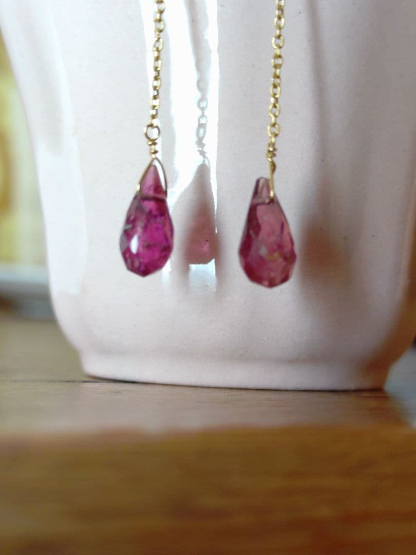 ボンマジックジュエリー☆ロングピアス☆ピンクトルマリン☆