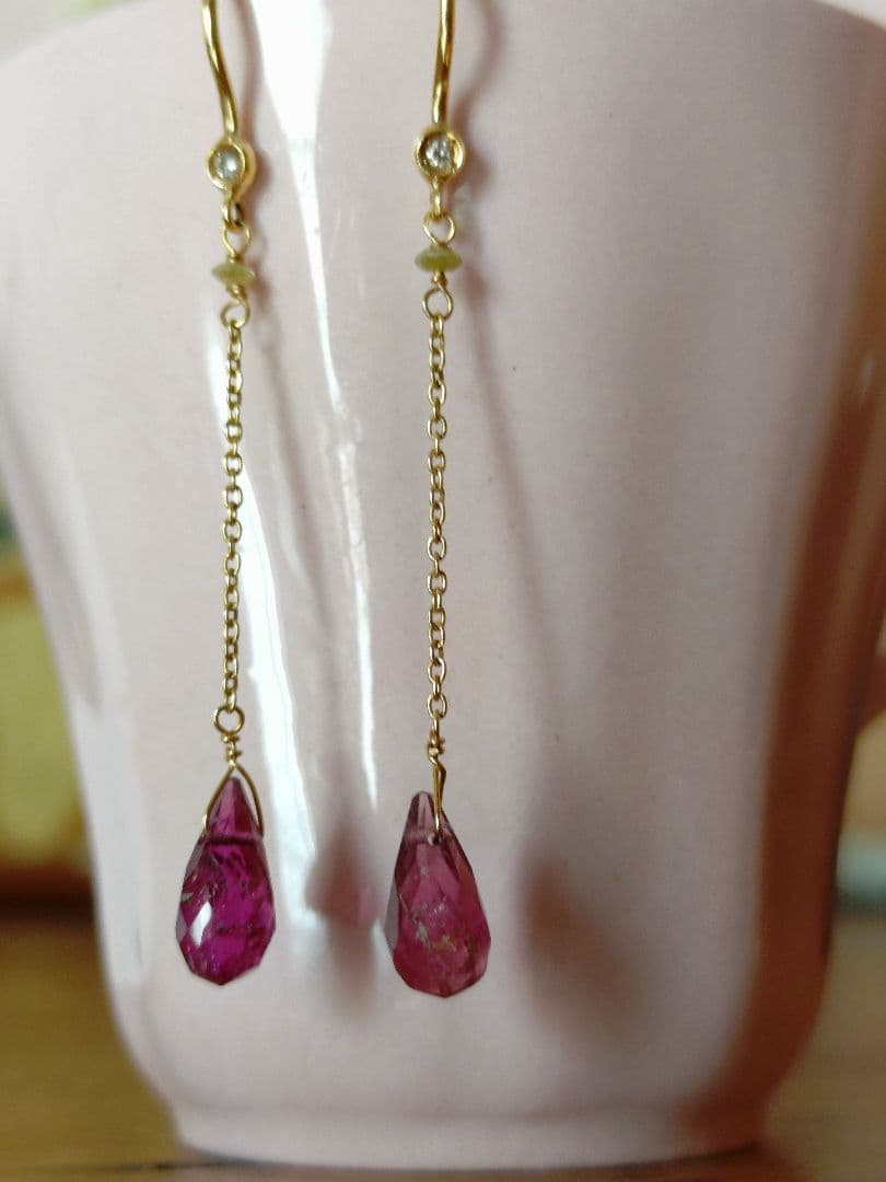 ボンマジックジュエリー☆ロングピアス☆ピンクトルマリン☆