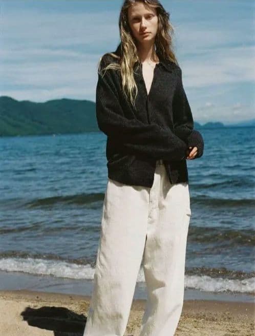 Alpaca Knit Shirt Cardigan M サイズ