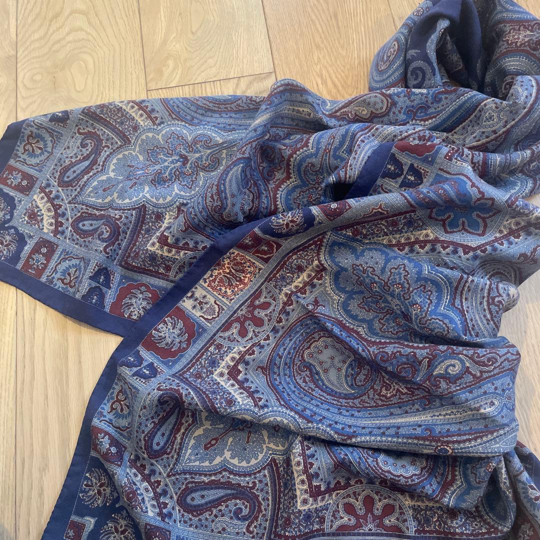 ETRO ペイズリー柄 ストール 130cm x 130cm シルクウール