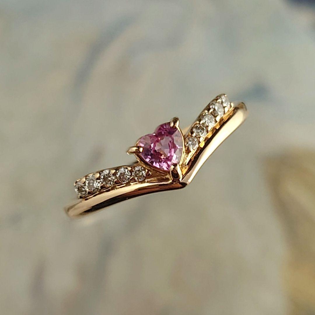 K18PGパパラチアサファイア　ダイヤモンドリング　18金　ダイヤ