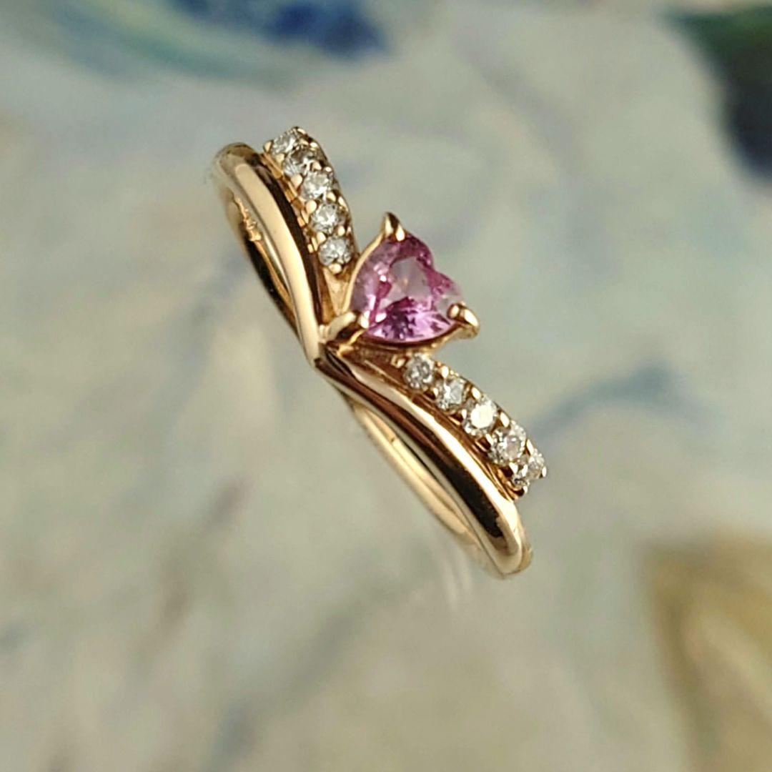 K18PGパパラチアサファイア　ダイヤモンドリング　18金　ダイヤ