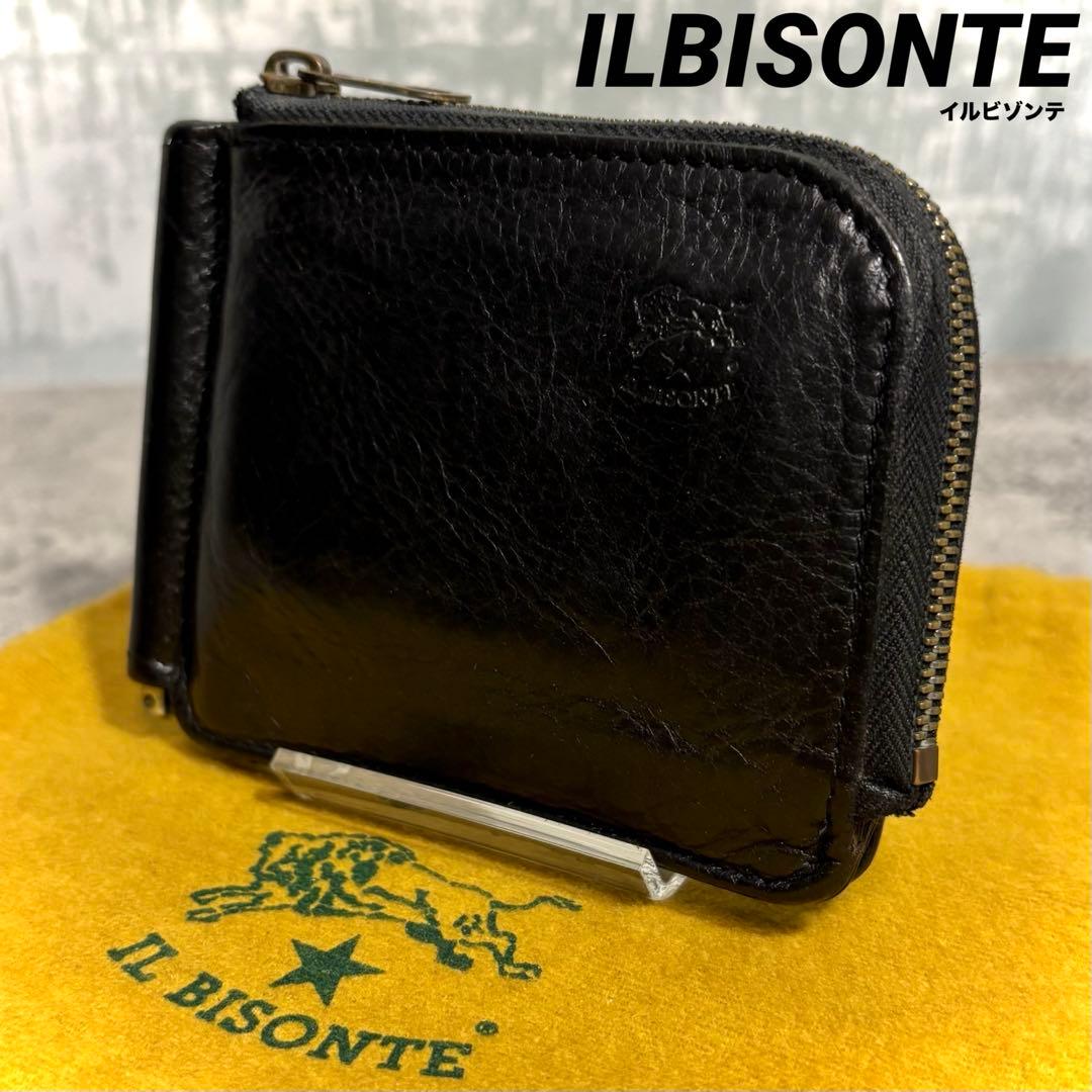【新品クリップ付き！】イルビゾンテ マネークリップ レザー 黒 ミニ財布