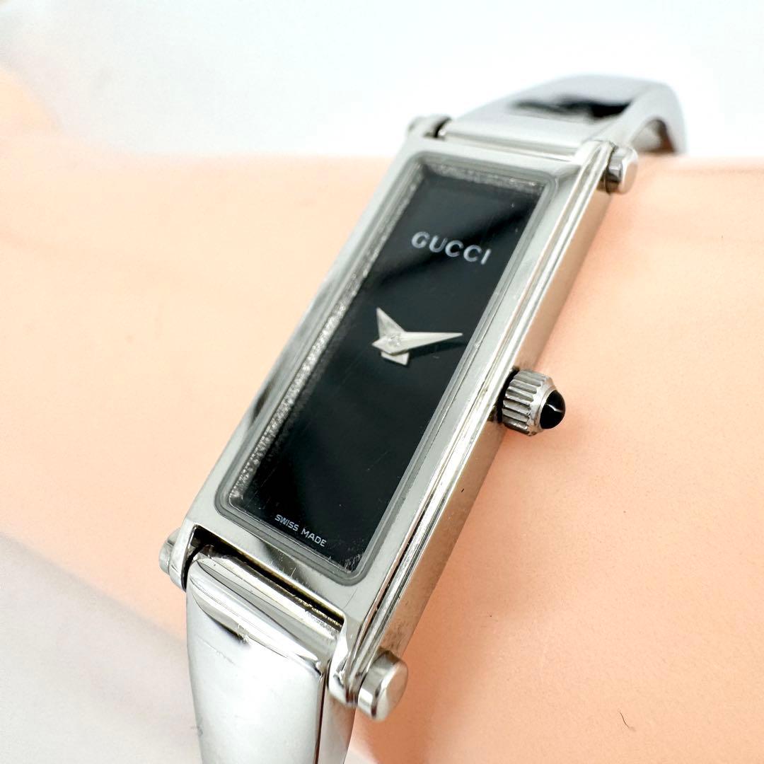 9【新品電池】GUCCI 1500Lブラックダイヤル 腕時計　レディース
