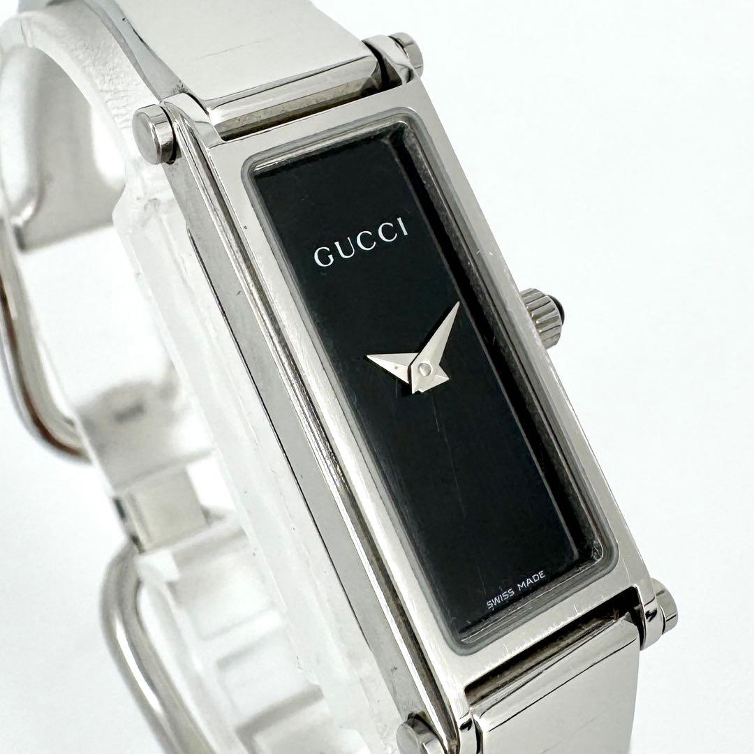 9【新品電池】GUCCI 1500Lブラックダイヤル 腕時計　レディース