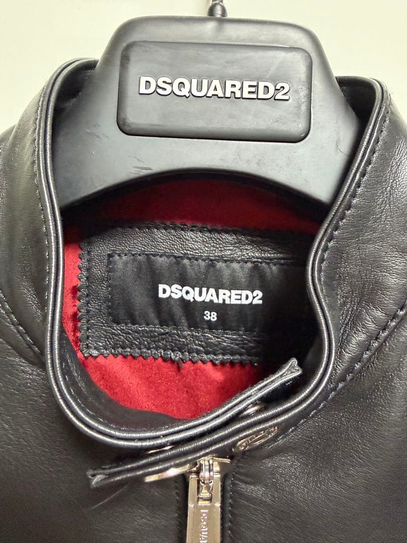 DSQUARED2 ブラック ライダースジャケット 38