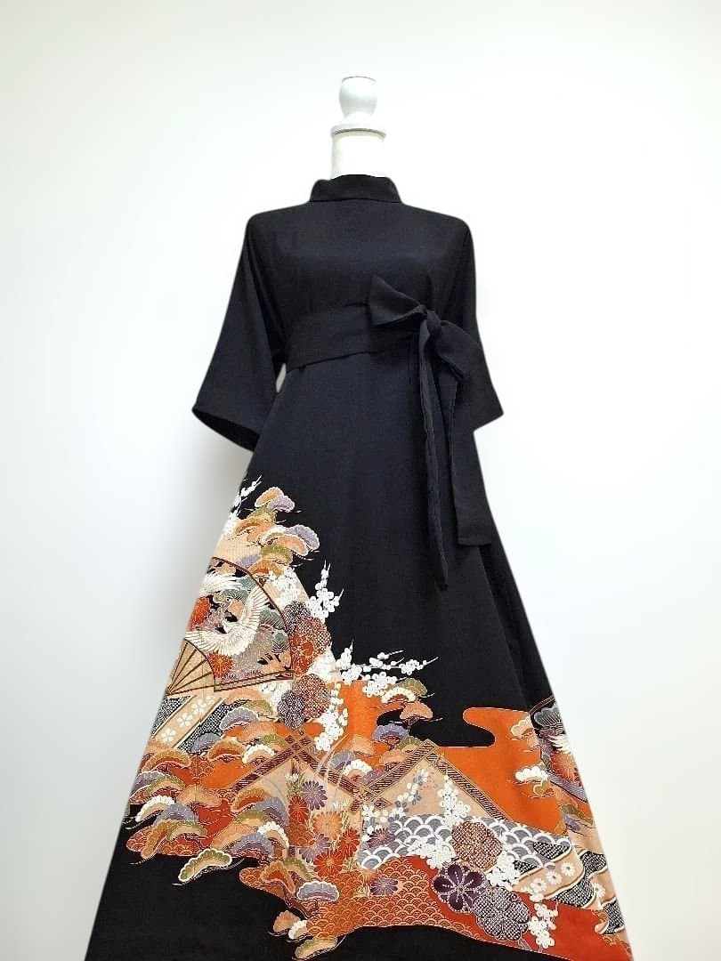 着物リメイクワンピース3614