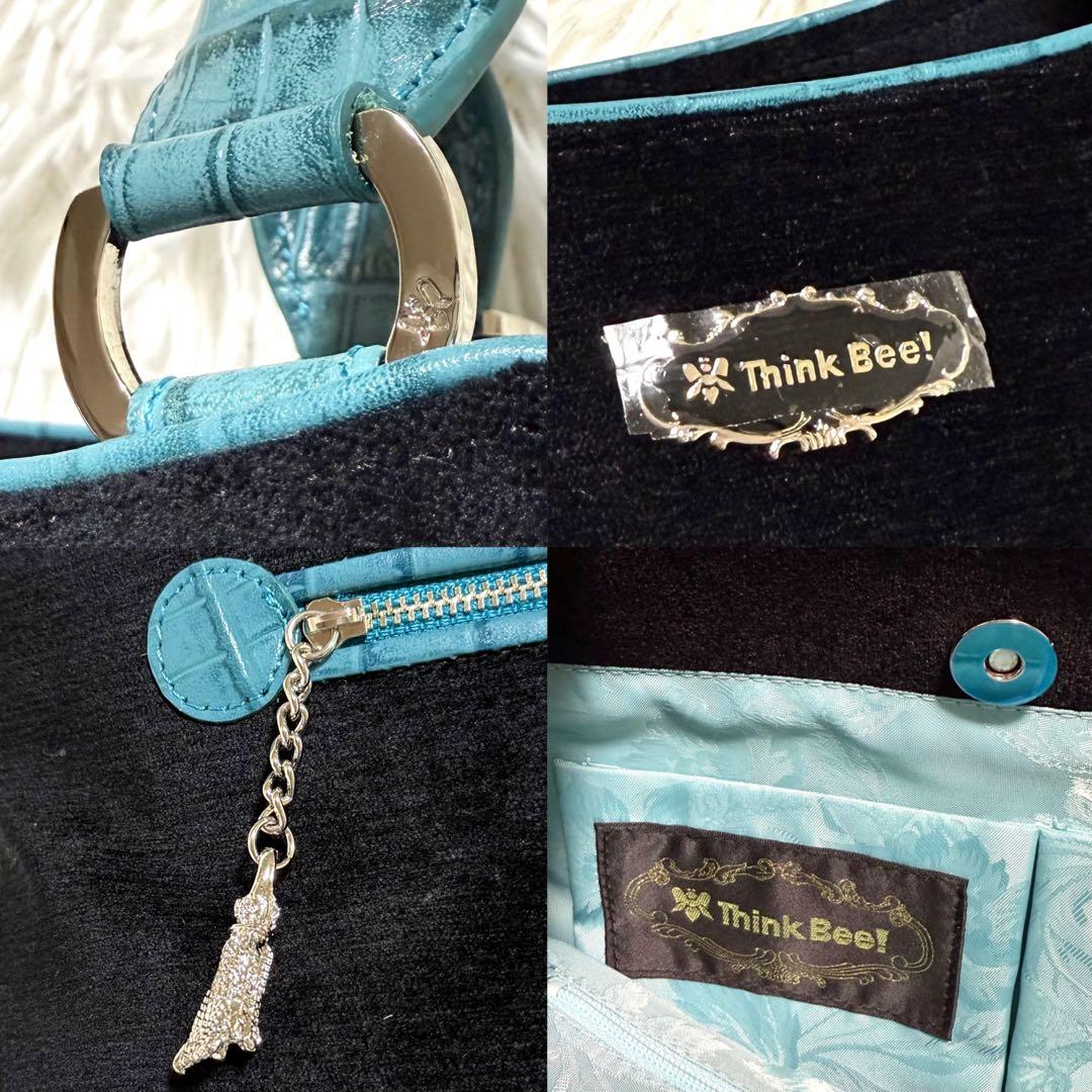 新品タグ付 シンクビー ノートルダム バッグ ブルー トートバッグ スパンコール