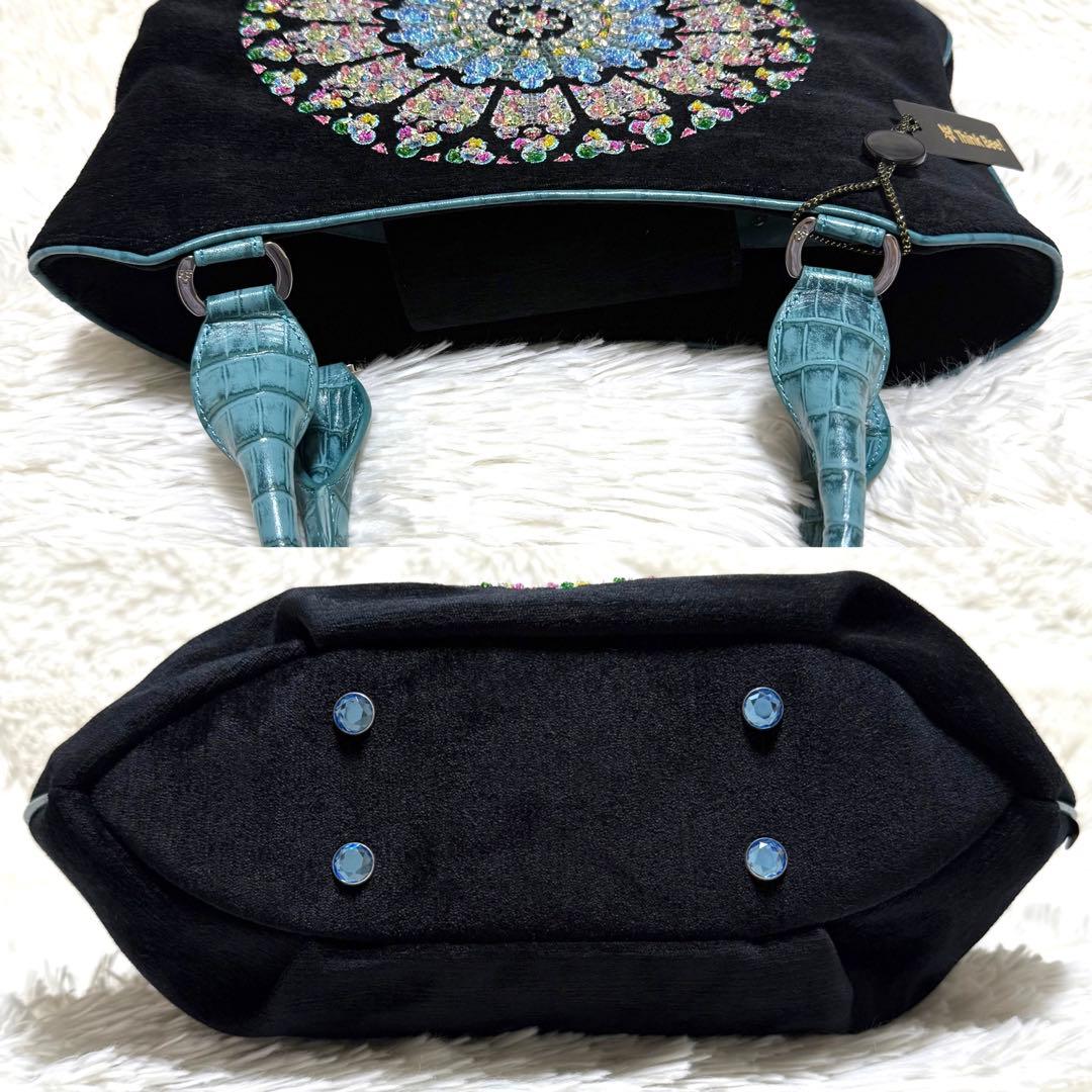 新品タグ付 シンクビー ノートルダム バッグ ブルー トートバッグ スパンコール