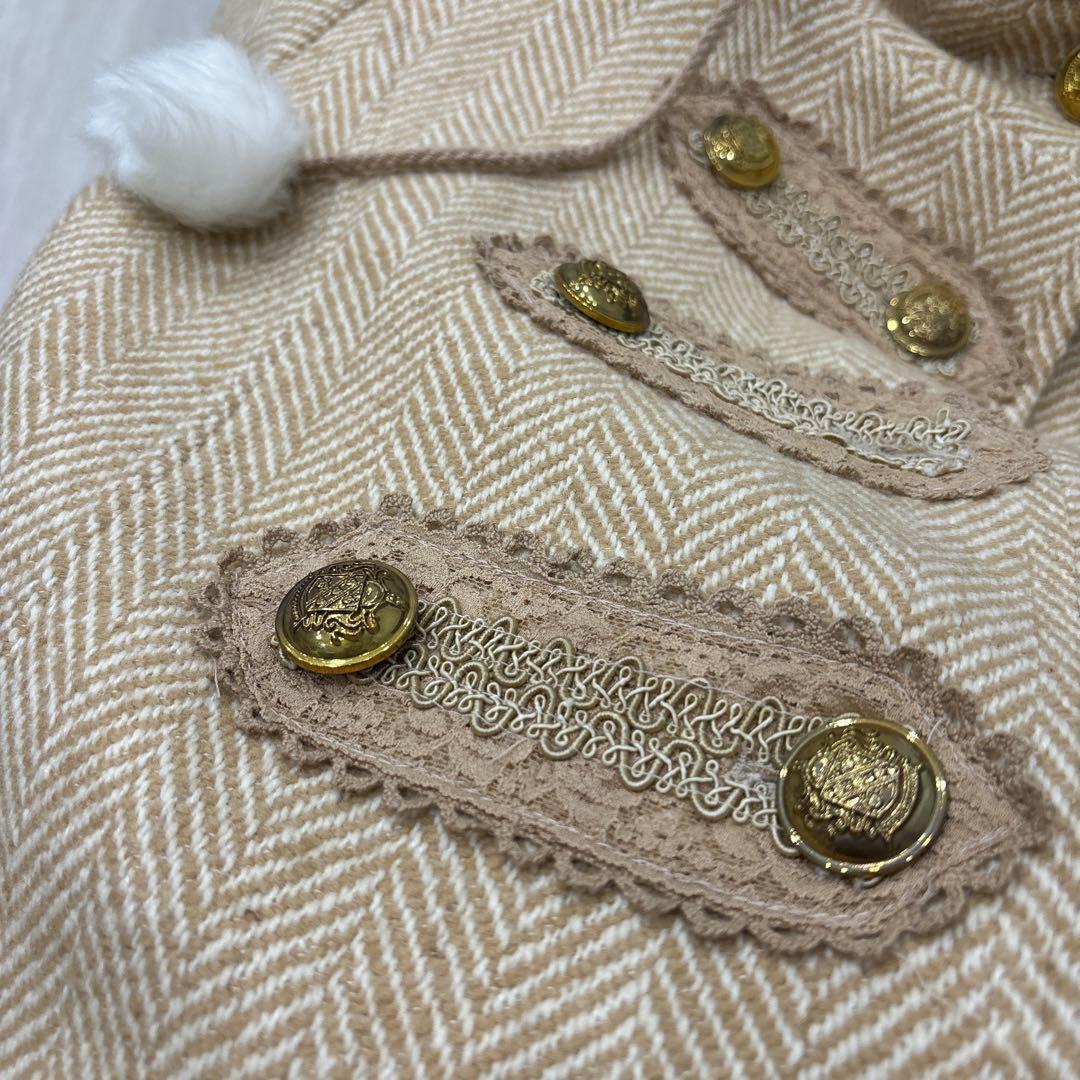 LIZLISA ベージュ　キャメル ヘリンボーンコート