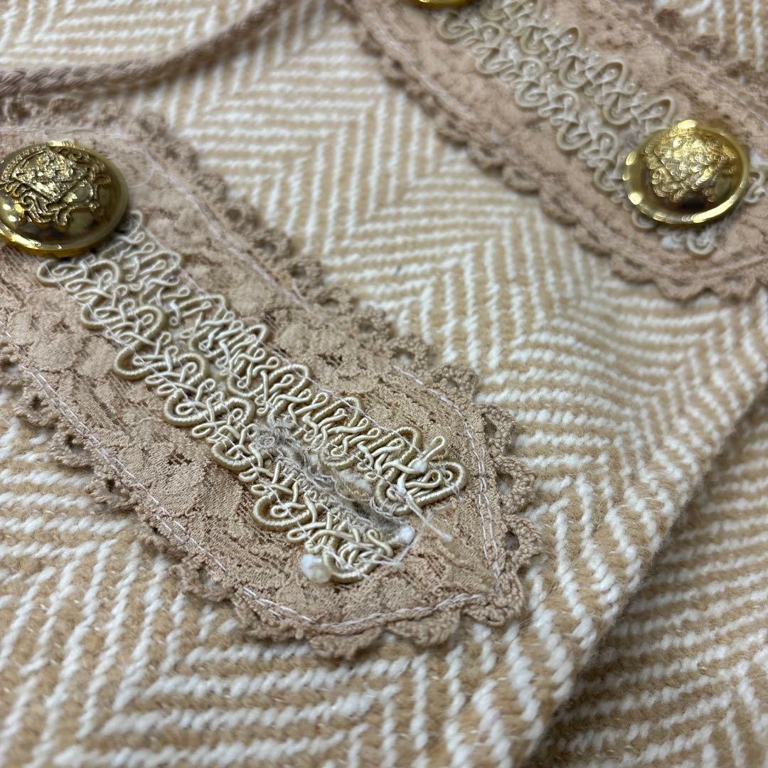 LIZLISA ベージュ　キャメル ヘリンボーンコート