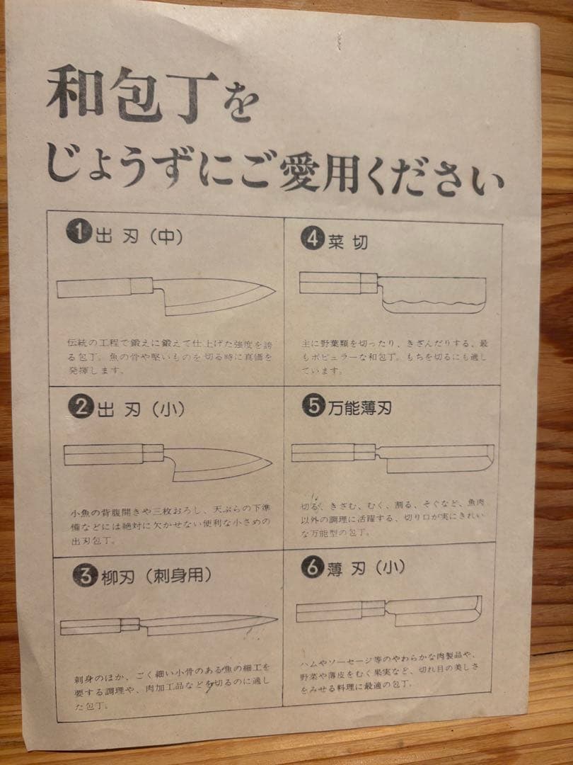 【未使用品】堺秀岳 高級御料理包丁 六本セット