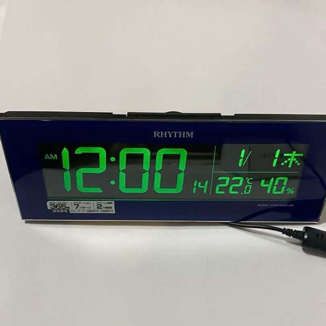 RHYTHM デジタル置時計 温度・湿度計付き　電波時計　アラーム