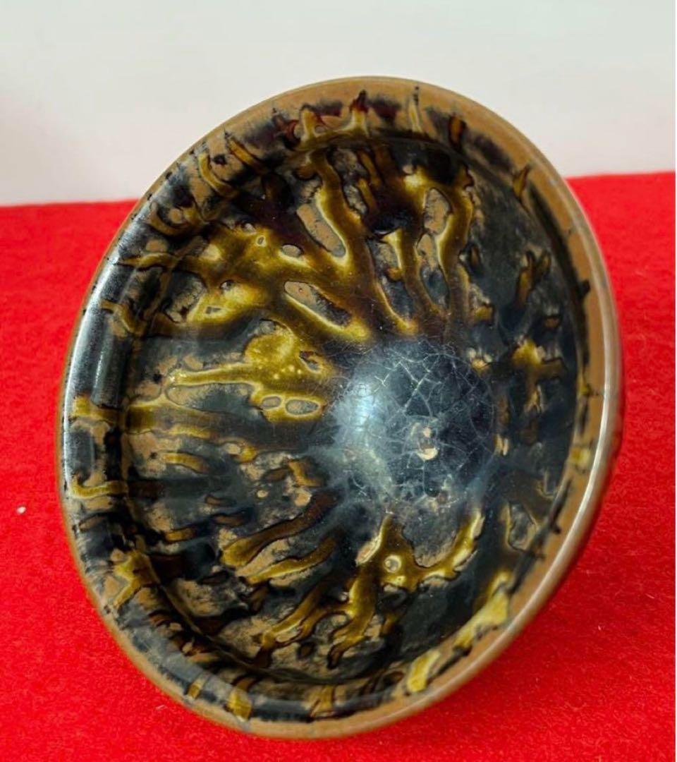 中国 唐.宋期吉州窯玳瑁釉天目茶 碗禾目建盞茶道具