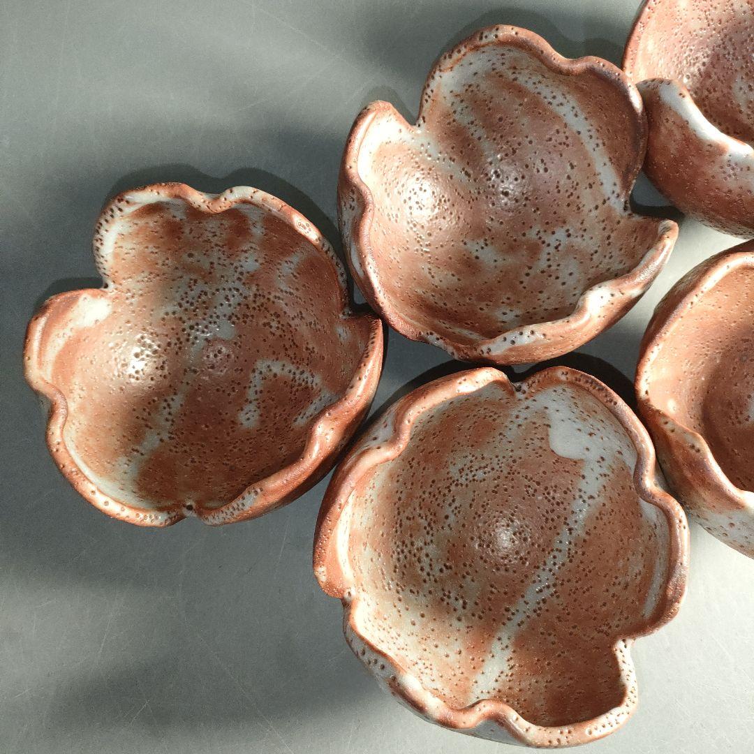 A1300-3/鼠志野割山椒向付5客/銘々皿/飾鉢/盛鉢/菓子鉢/懐石道具/