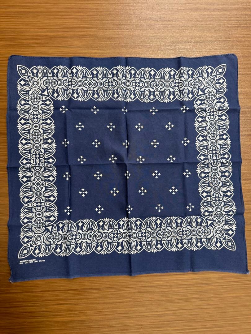 ヴィンテージバンダナ　クロス柄　ショベル柄　rn14193 ネイビー　今市