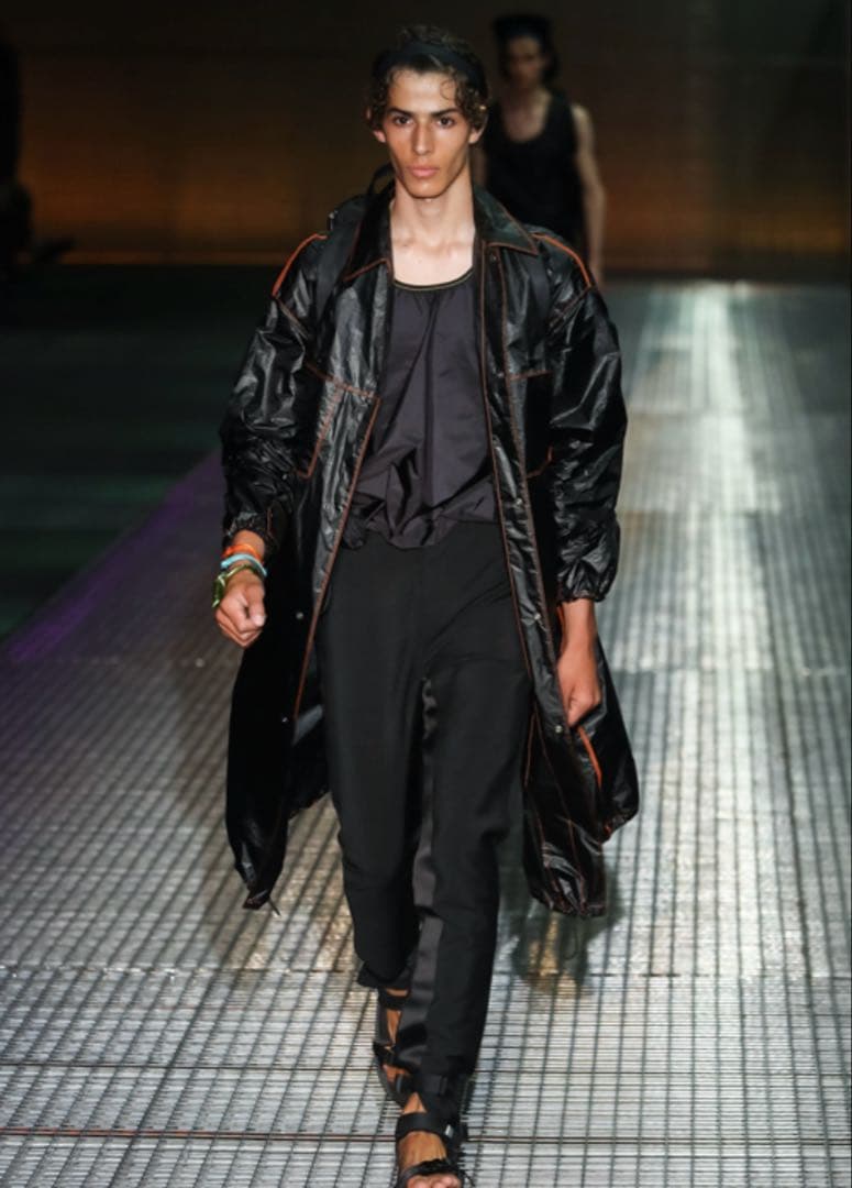 PRADA 17SS リップストップ ステッチ ロングコート ブラック 三角ロゴ