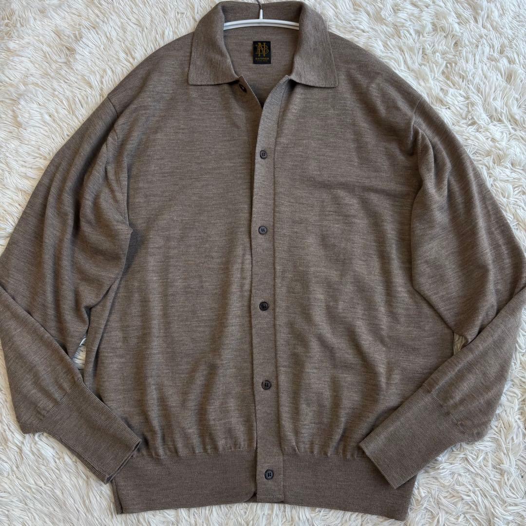 (美品) バトナー 24aw ベイビー ウール ポロ カーディガン ブラウン