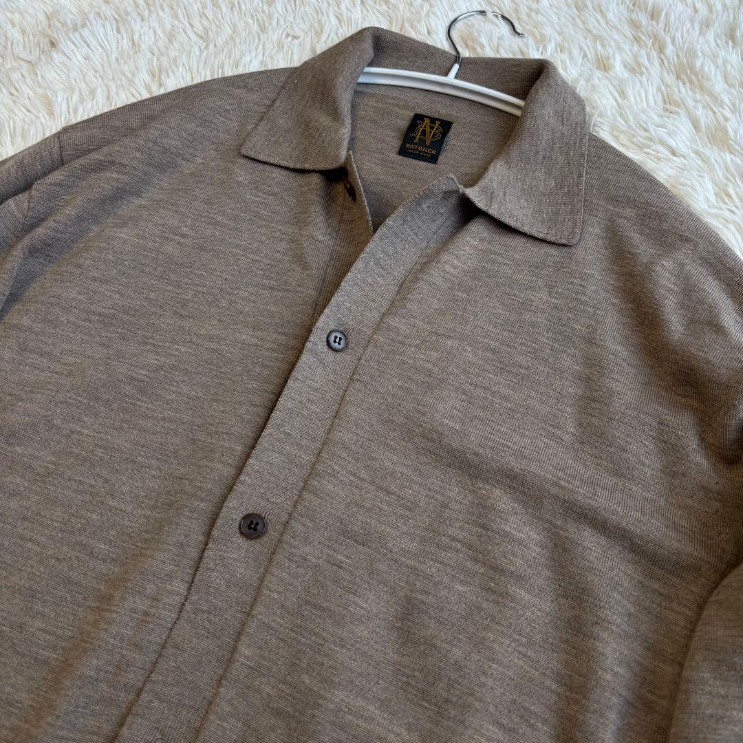 (美品) バトナー 24aw ベイビー ウール ポロ カーディガン ブラウン
