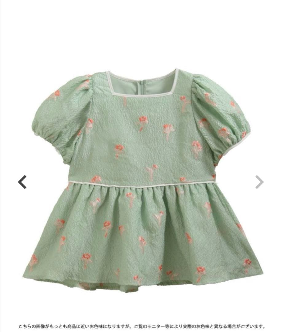 【試着のみ】Fit more フラワー刺繍 パフスリーブ トップス