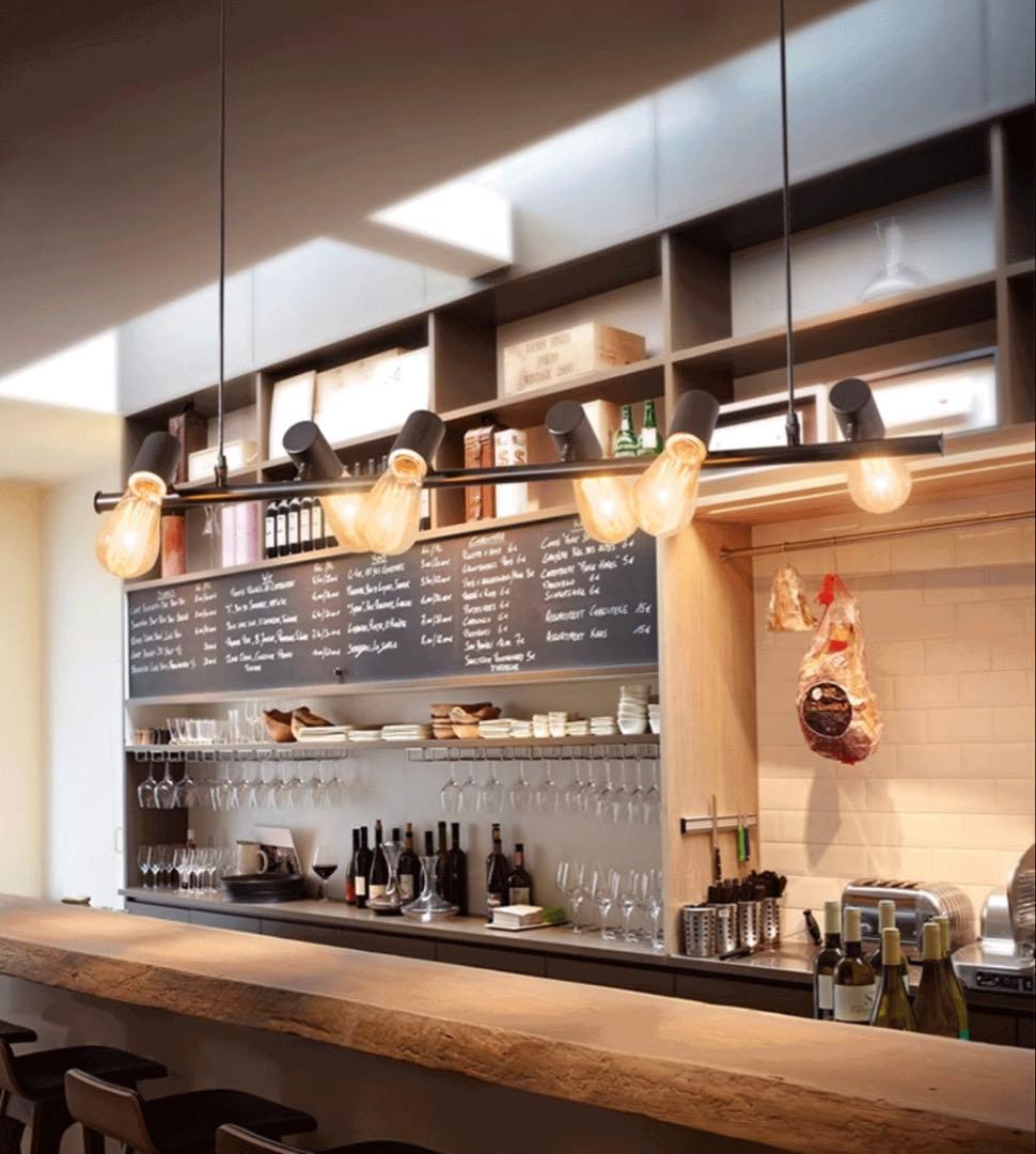 シンプルモダン 6灯LED電球付きスポットライト ブラック