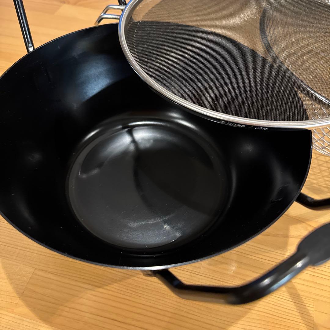 一回使用のみ　la base 揚げ物鍋 22cm 日本製　３点セット