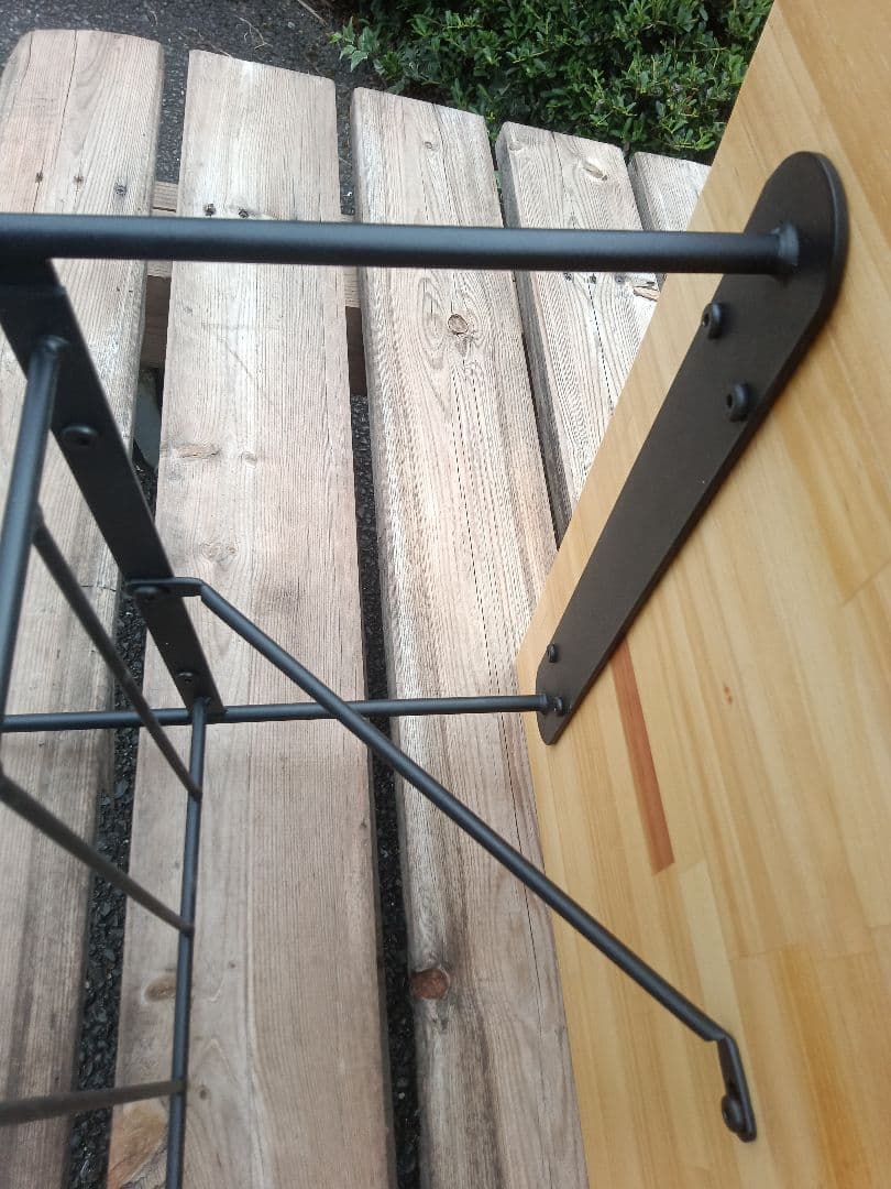 パイン集成材蜜蝋ワックス塗装木製アイアンテーブル