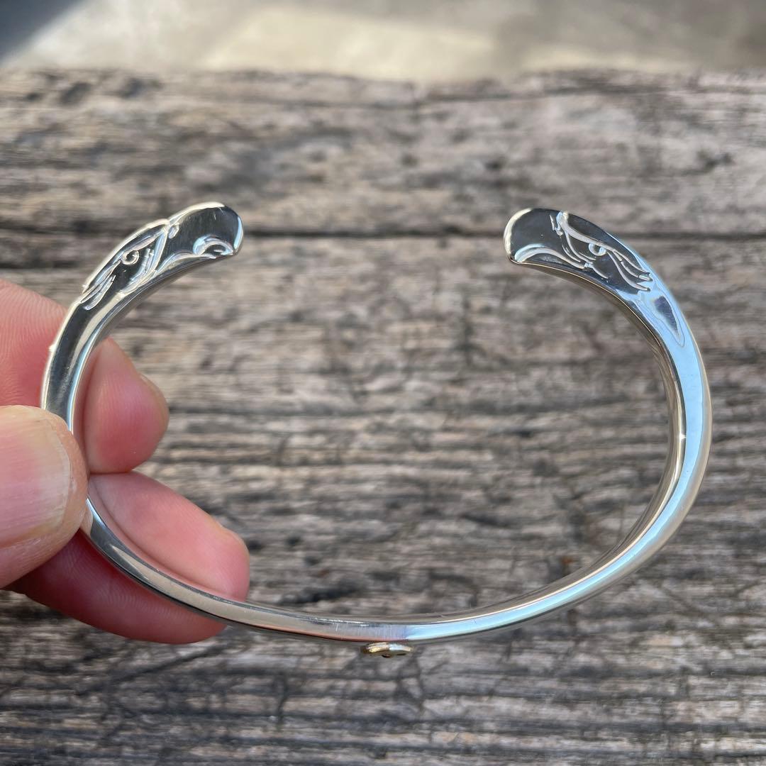 残1 イーグル 顔 バングル ノーブランド 平打ち Mサイズ ハンドメイド