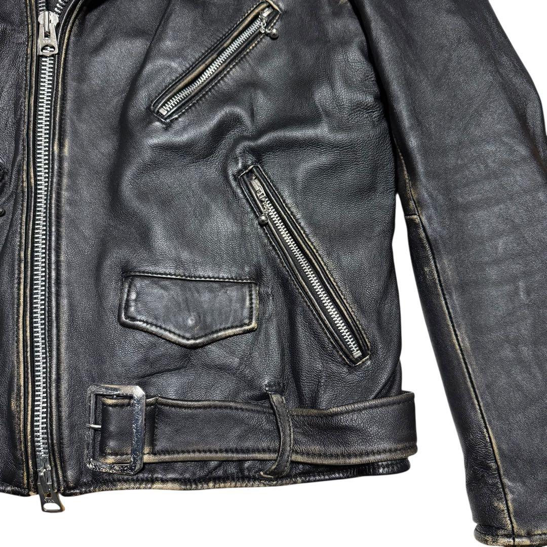 NANO universe ヴィンテージ加工 ライダースジャケット シープレザー