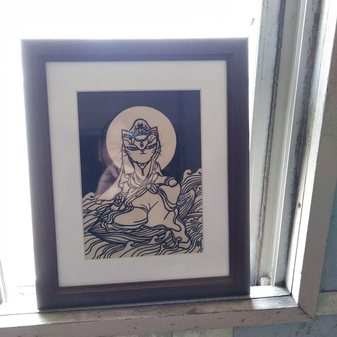 切り絵 一葉 観音　松風直美