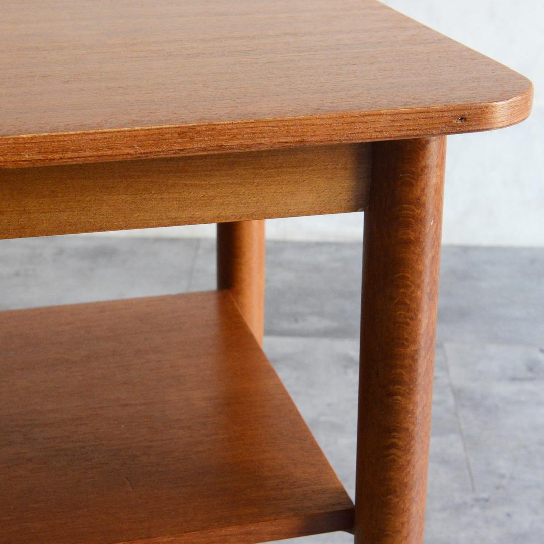 デンマーク 北欧ヴィンテージ チーク サイドテーブル 棚付き 北欧家具