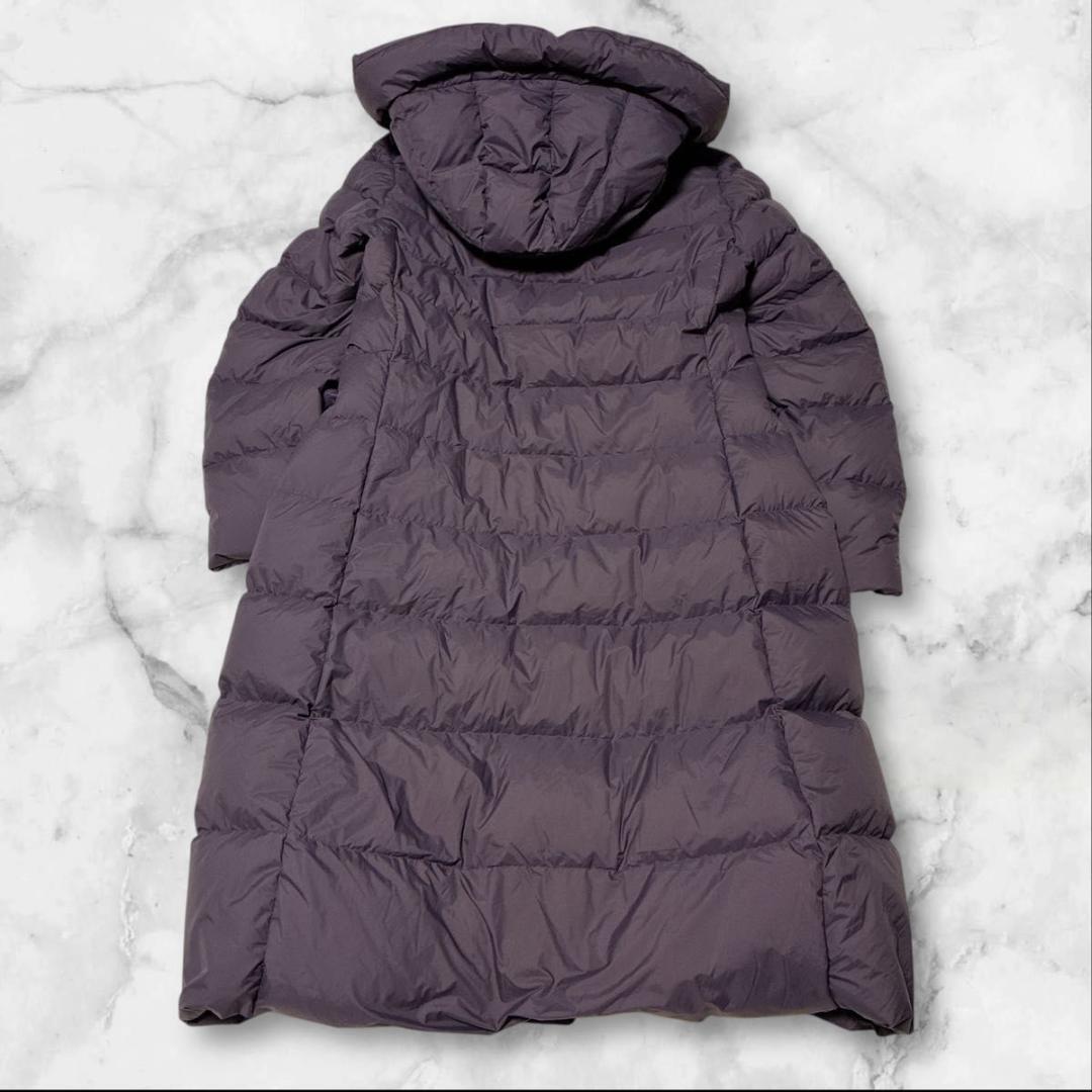 【美品】ユニクロ +J 　ウルトラライトダウン　フーデットコート パープル L