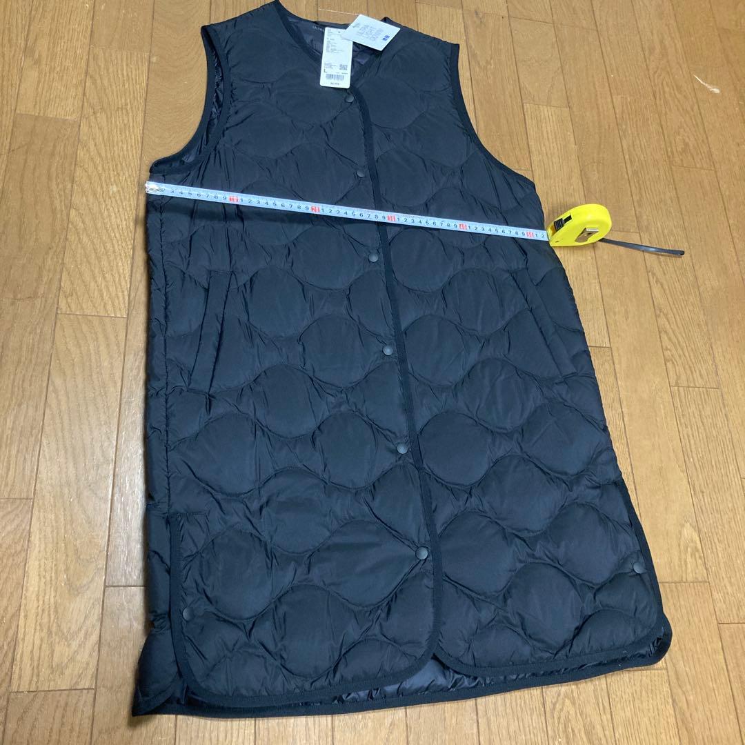 ウルトラライトダウンロングベスト　ブラックLサイズ