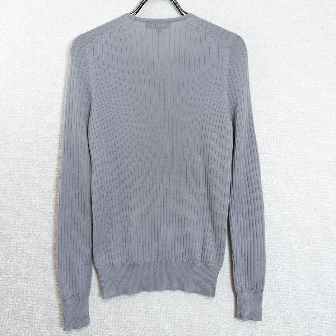 Drawer ドゥロワー リブニット　クルーネック　グレーカシミヤ　シルク