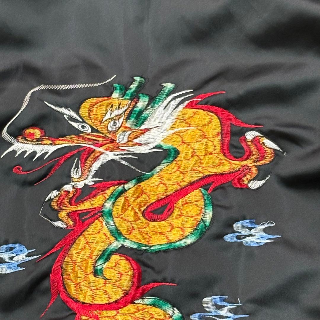 コリアン フード フライトジャケット ドラゴン US Sサイズ ブラック