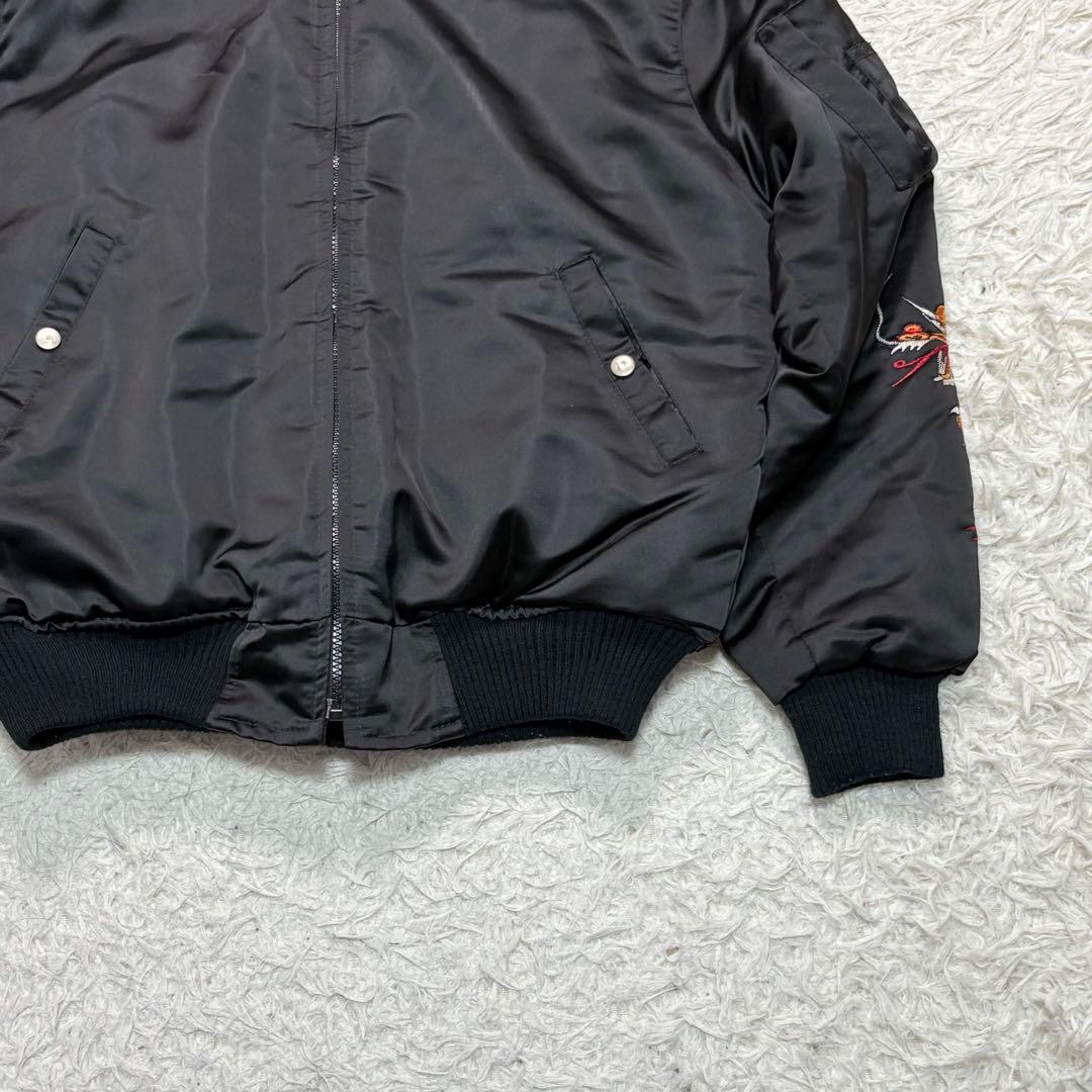 コリアン フード フライトジャケット ドラゴン US Sサイズ ブラック