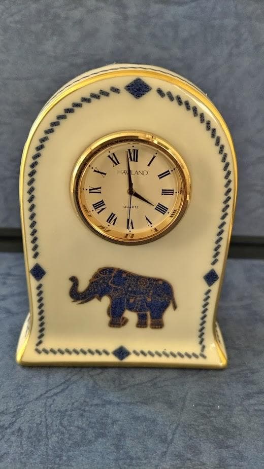 HAVILAND LIMOGES 置き時計 【稼働品】エレファント柄
