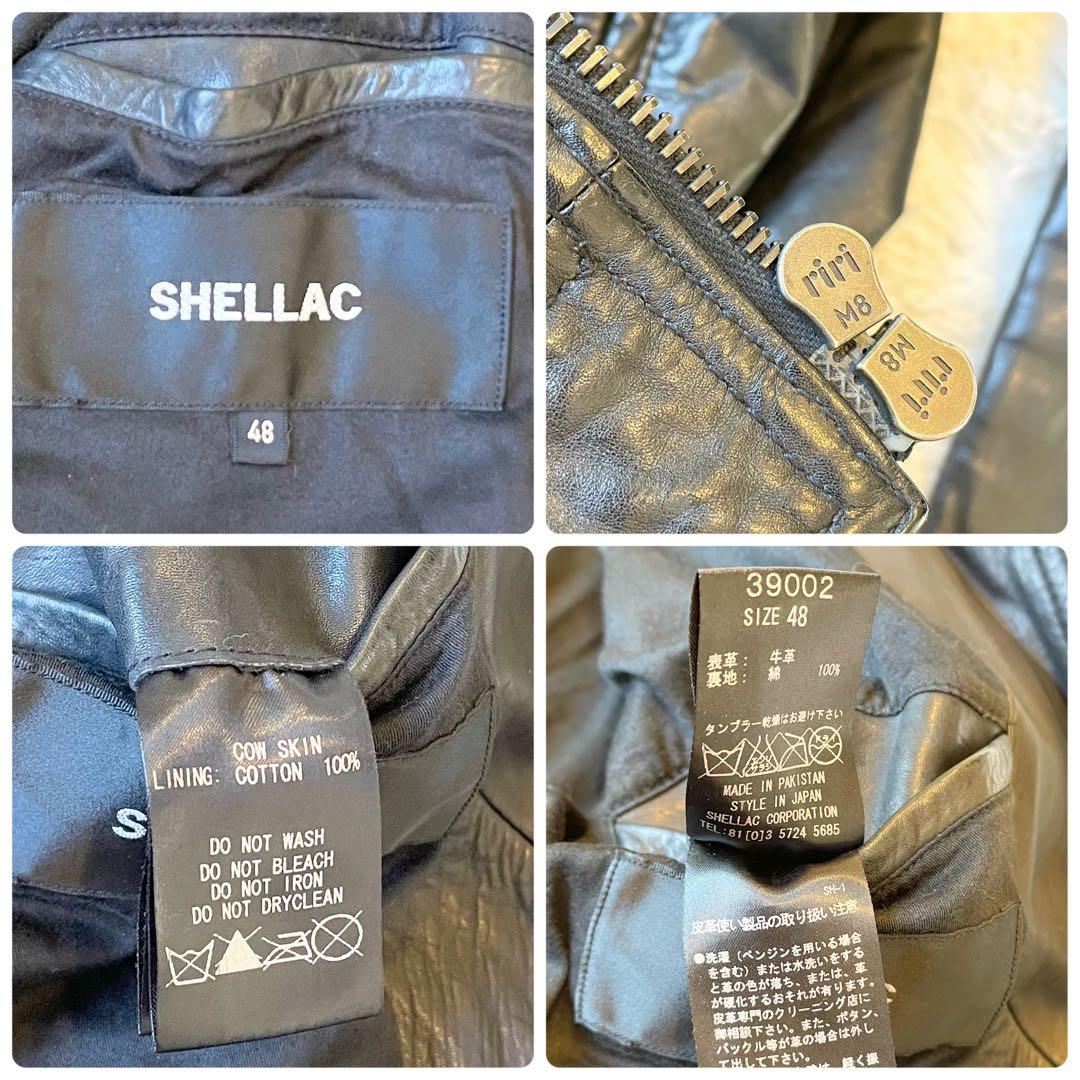 シェラック レザージャケット シングルライダース カウレザー ブラック 本革 L