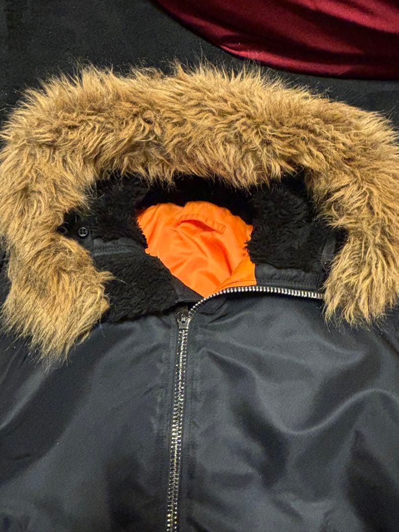 希少 Alpha アルファ ma1 × n2b ファーフード ブラック 黒 L