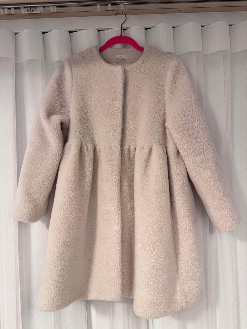 美品ヨリ　yori もふボアコート ペプラム　テディベアコート ベージュ36