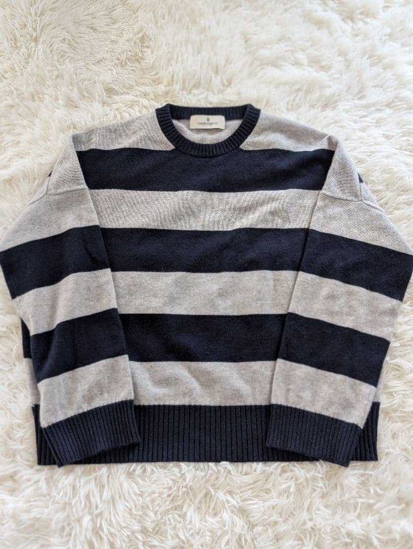 MORABITO BLANC ピュアカシミヤ100%ボーダーニット　38サイズ