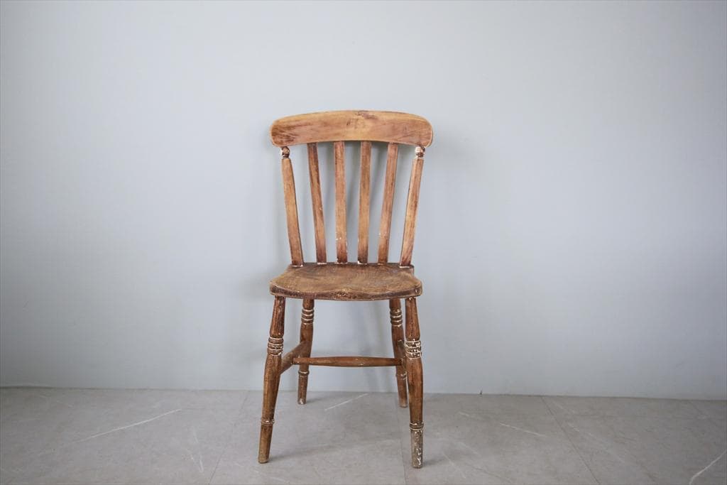 英国アンティーク木製キッチンチェア/ダイニングイス椅子/飾り棚(92-81-1)