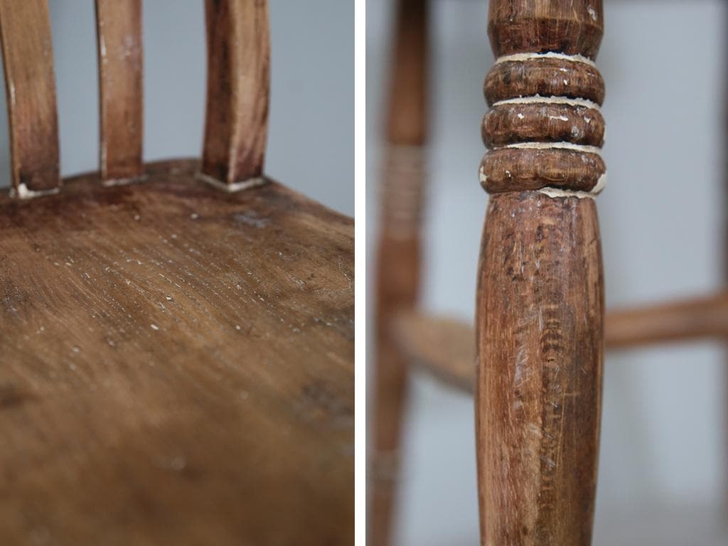 英国アンティーク木製キッチンチェア/ダイニングイス椅子/飾り棚(92-81-1)